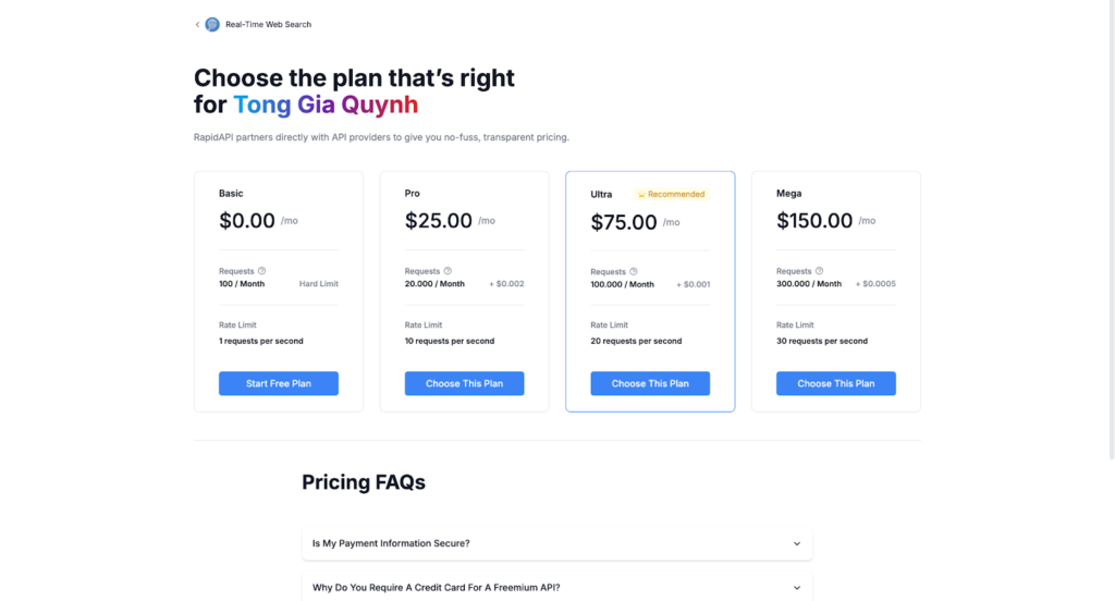 Chọn Start Free Plan