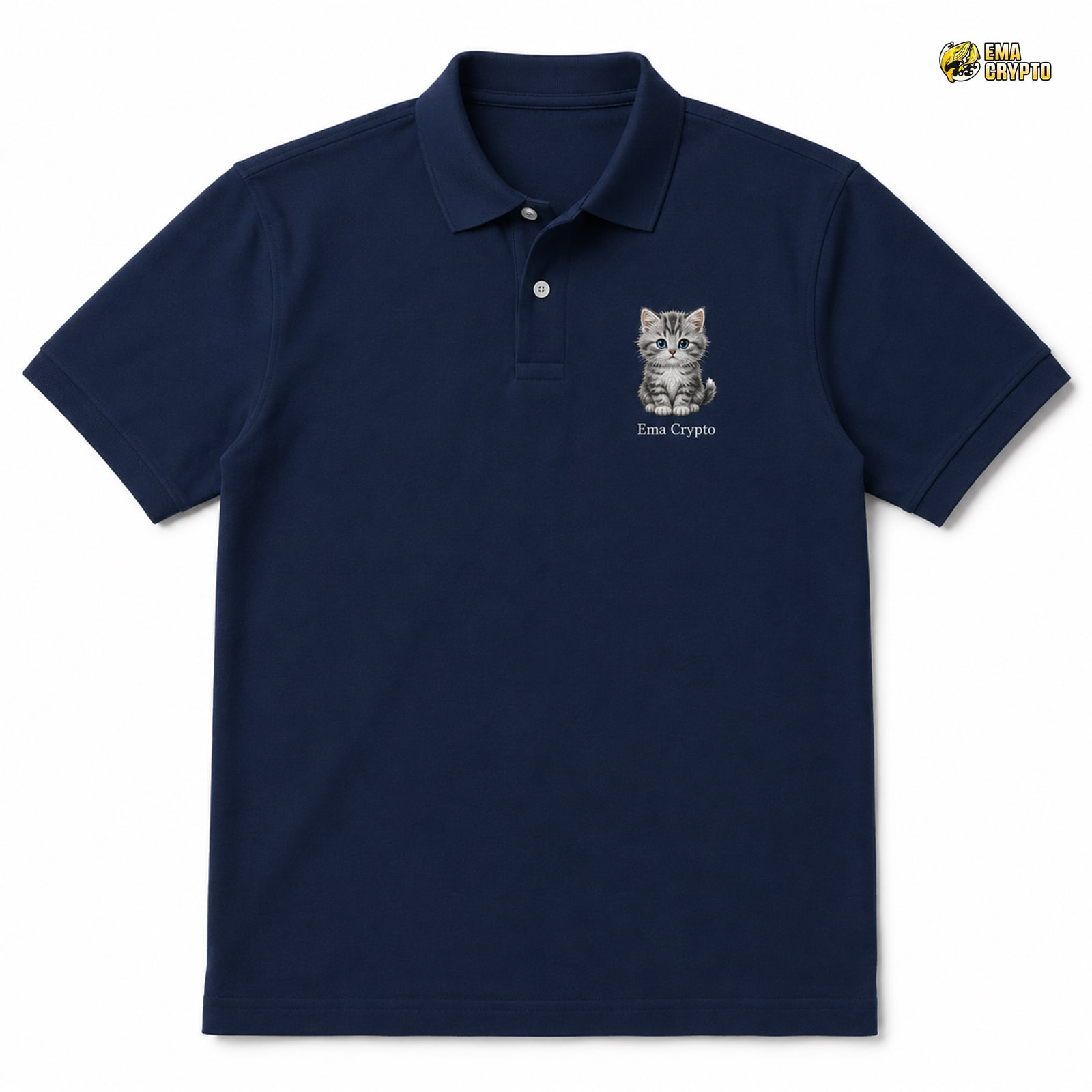 Tiny Kitten Embroidered Look Polo