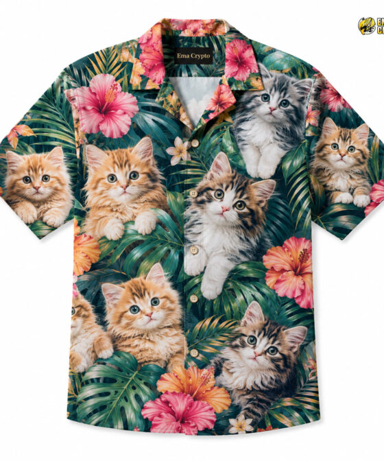 Tropical Kitten Paradise Hawaiian Shirt