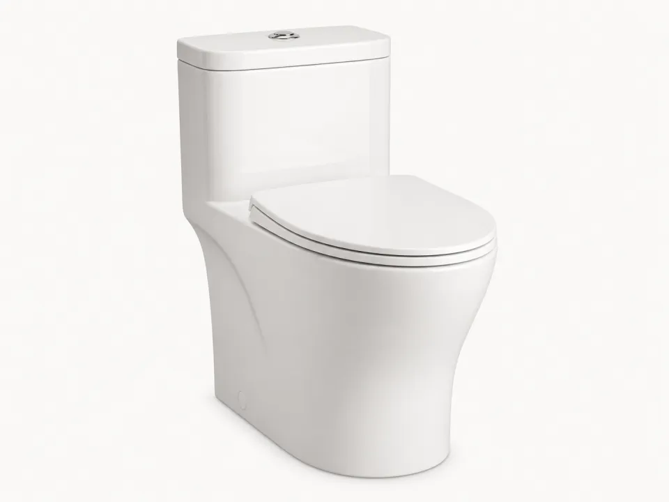Bồn cầu một khối trong phòng tắm sáng